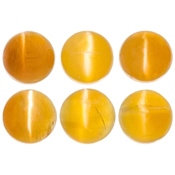 Fire Opal Cat's Eye 6mm Round Matched Set of 6 4.23ctw