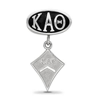 Sterling Silver LogoArt Kappa Alpha Theta Oval with Kite Dangle Bead