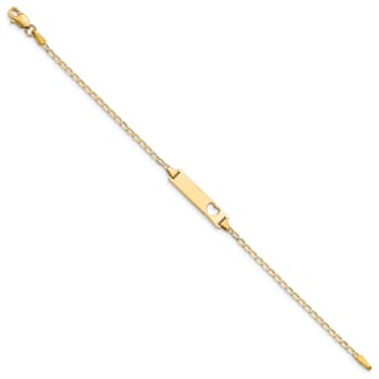 14k Yellow Gold Cut-out Heart Flat Curb Link ID Bracelet