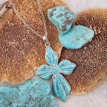 Barse Jewelry Blue Composite Turquoise Sterling Silver Cross Pendant
With Chain