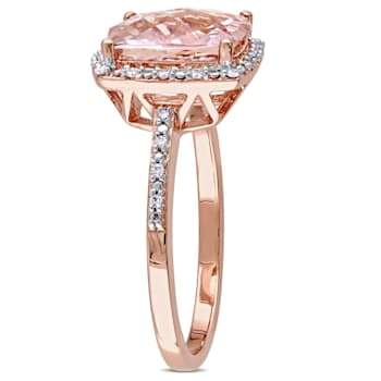 3.90ctw Morganite And Diamond 14k Rose Gold Halo Ring