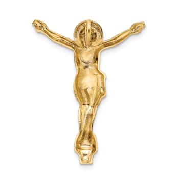 14K Yellow Gold Polished Solid Risen Christ Chain Slide Pendant