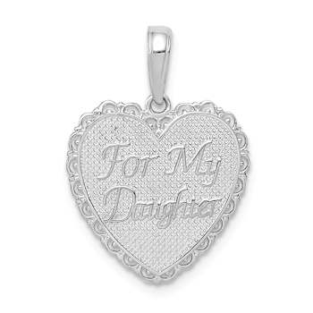 Rhodium Over 14k White Gold Textured and Reversible FOR MY DAUGHTER
Heart Pendant