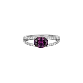Purple And White Cubic Zirconia Platinum Over Sterling Silver Ring 2.41ctw