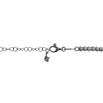 8-10mm Round Gray Freshwater Pearl and Black Rhodium Over Sterling
Silver Bead Necklace
