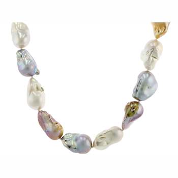 Baroque Multi-Color Freshwater Pearl Strand Necklace In Sterling Silver