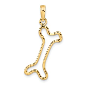 14k Yellow Gold Cut-Out Polished Dog Bone Charm