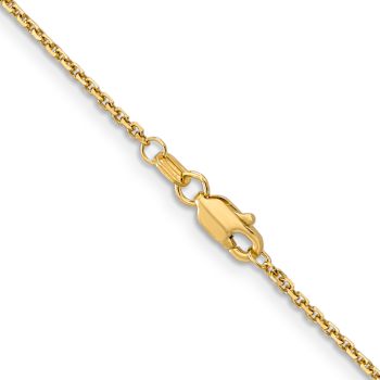14k Yellow Gold 1.4mm Solid Diamond-Cut Round Open Link Cable 14 Inch Chain