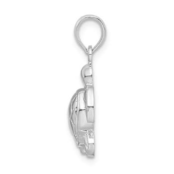 Rhodium Over Sterling Silver Polished Sea Turtle Pendant