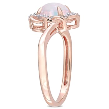 0.75ctw Ethiopian Opal and 0.10ctw Diamond 10k Rose Gold Ring