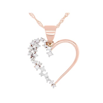 White Lab-Grown Diamond 14k Rose Gold Heart Pedant With 18"
Singapore Chain 0.19ctw