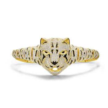 Clear Cubic Zirconia, 14k Yellow Gold Plated over Sterling Silver
Leopard Bangle Bracelet