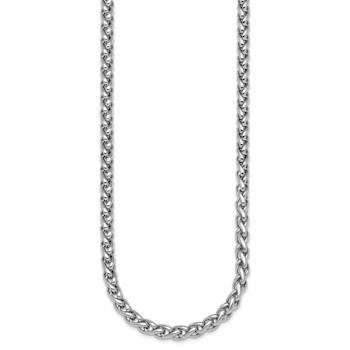 Rhodium Over Sterling Silver 6.0mm Wheat 18 Inch Chain