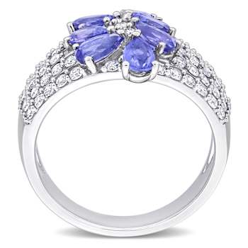 Tanzanite and Diamond 14K White Gold Ring 1.87ctw