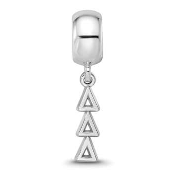 Rhodium Over Sterling Silver LogoArt Delta Delta Delta Vertical Letters
on Bead