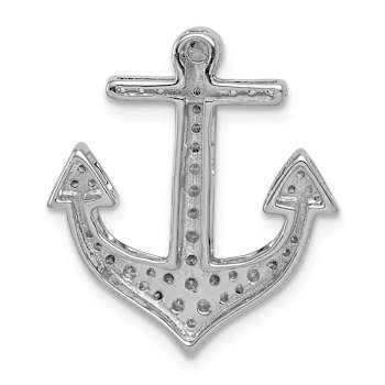 Rhodium Over 14k White Gold Diamond Anchor Chain Slide Pendant