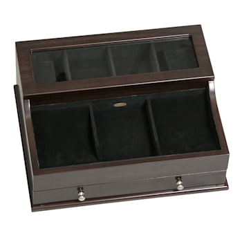 Mele and Co Hampden Men's Glass Top Wooden Dresser Top Valet