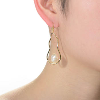 Pear Shape Freshwater Pearl Drop Earrings In 14K Gold Over Sterling Silver