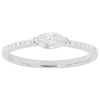 Marquise And Round Lab-Grown Diamond Band Ring In Sterling Silver 0.40ctw