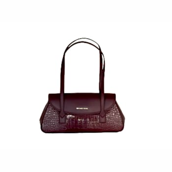 Michael Kors Katya Medium Shoulder Flap Handbag in Exotic Embossed Oxblood