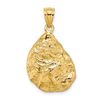 14k Yellow Gold Textured 3D Oyster Shell Charm