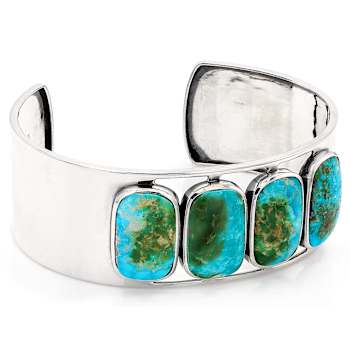 Large Turquoise Cuff Bracelet In Sterling Silver