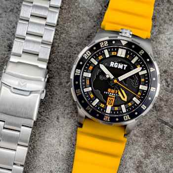 RGMT Globemaster GMT Yellow Dial White Bezel White Stainless Steel Band
Automatic Watch