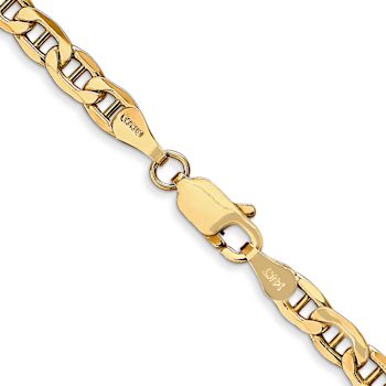 14k Yellow Gold 4.1mm Semi-Solid Mariner Chain 26 inch