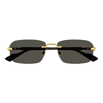Gucci Gold Tone and Black Rectangular Black Frame / Smoke Lenses Sunglasses