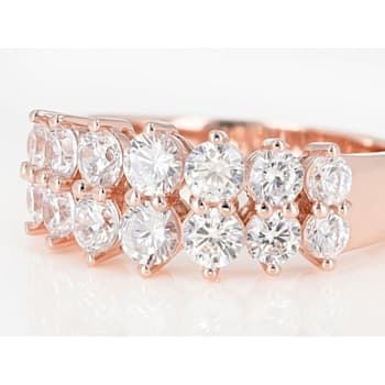 White Cubic Zirconia 18K Rose Gold Over Sterling Silver Band Ring 2.70ctw