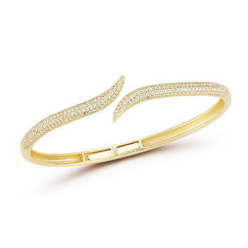 Rachel Zoe Pave CZ Bypass Bangle Bracelet in 14K Gold Over Sterling Silver