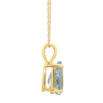 8x5mm Pear Shape Aquamarine 14k Yellow Gold Pendant With Chain