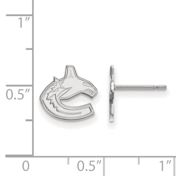 Rhodium Over Sterling Silver NHL Vancouver Canucks LogoArt Extra Small
Post Earrings