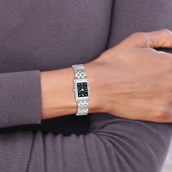 Ladies Charles Hubert Solid Stainless Steel Black Dial 20x25mm Watch