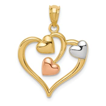 14k Yellow Gold and 14k Rose Gold with Rhodium over 14k Yellow Gold
Polished Hearts Pendant