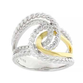 Contemporary Lab-Grown Diamond Rope-Motif Bypass Ring 0.20ctw In
Two-Tone Gold