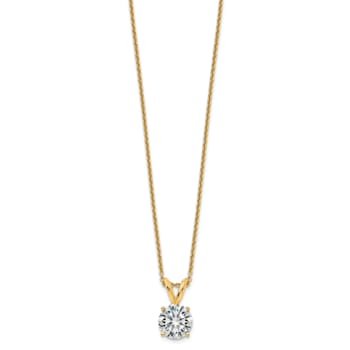 14K Yellow Gold 1.50 ct. 7.5mm Round G H I True Light Moissanite
Solitaire Pendant with Chain