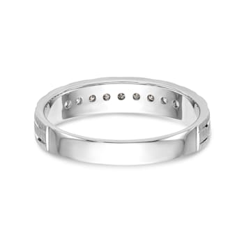Rhodium Over 14K White Gold AA Quality Trio Ladies Wedding Band 0.09ctw