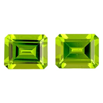 Peridot 10x8mm Emerald Cut Matched Pair 6.94ctw