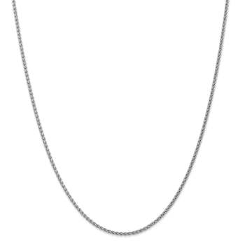 14k White Gold 1mm Solid Polished Wheat Chain 22 Inches