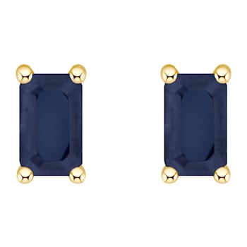 5x3mm Emerald Cut Sapphire 14k Yellow Gold Stud Earrings