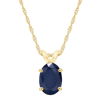 7x5mm Oval Sapphire 14k Yellow Gold Pendant With Chain