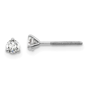 14K White Gold Lab Grown Diamond 1/5ctw VS/SI GH Screw Back 3-Prong Earrings
