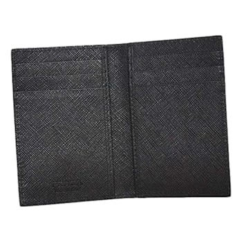 Prada Mens Saffiano Leather Vertical Card Black Holder