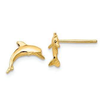 14k Yellow Gold Dolphin Stud Earrings