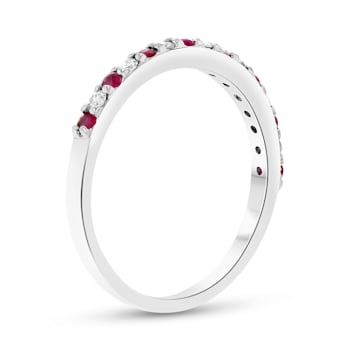 Ruby and Diamond 14k White Gold Anniversary Band Ring 0.35ctw