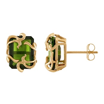 10K Yellow Gold Chrome Diopside Medusa Earrings 2.80ctw