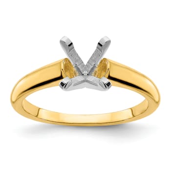 14K Yellow Gold With White Gold Accents 1 ct. D E F Pure Light Round
Moissanite Solitaire Ring