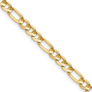 14k Yellow Gold 4.5mm Solid Concave Open Figaro 20 Inch Chain