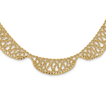 14K Yellow Gold Polished and Diamond-cut Fancy 17-inch Necklace